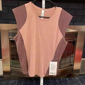 NWT Lululemon Cap Sleeve Hiking Tank Top Sz 10 Pink Clay Dark Oxide